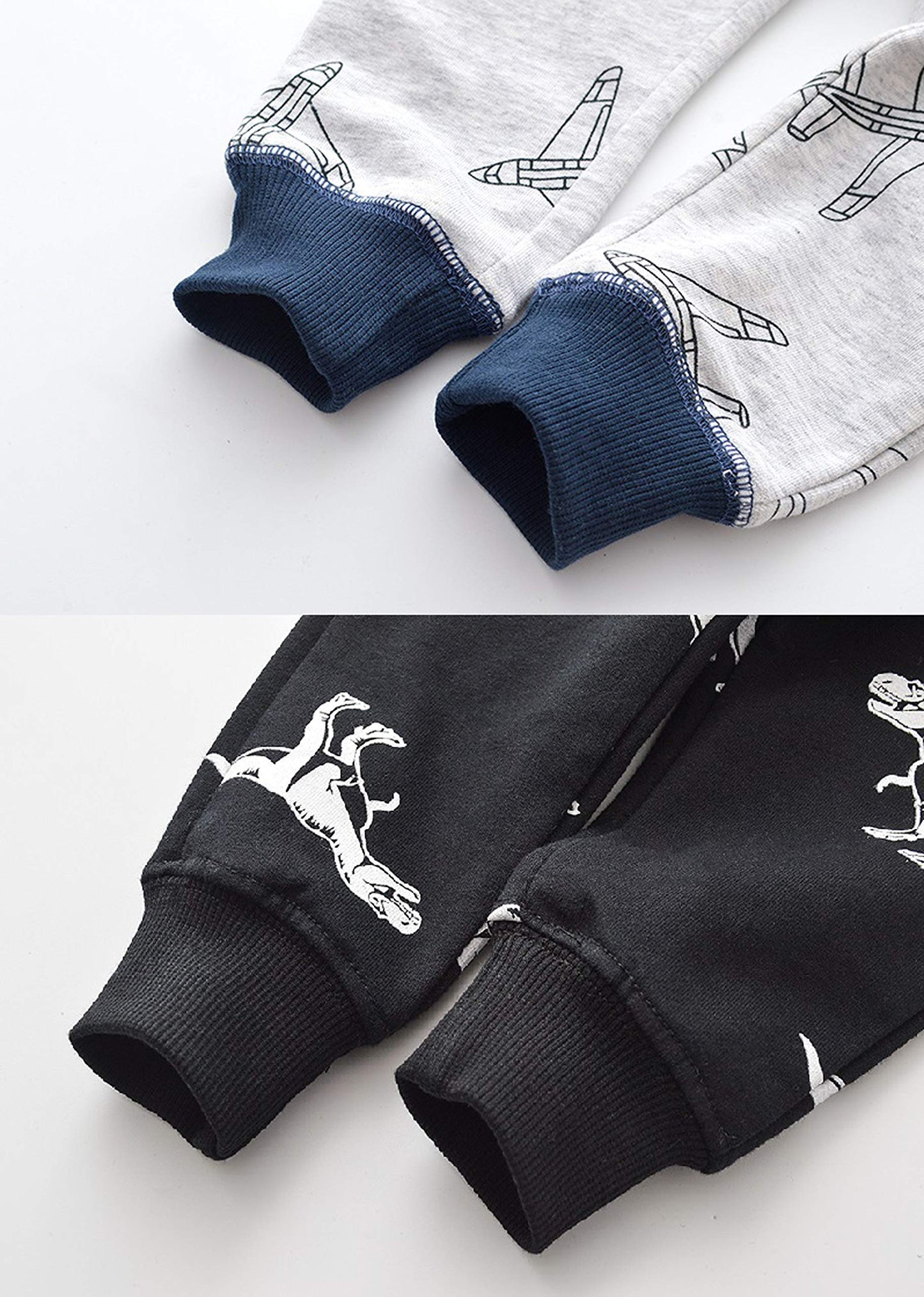 Huaer& Baby Boy'S Jogger Pants Dinosaur Car Drawstring Elastic Sweatpants (1-Pack 2-Pack) (Airplane + Dinosaur5T)