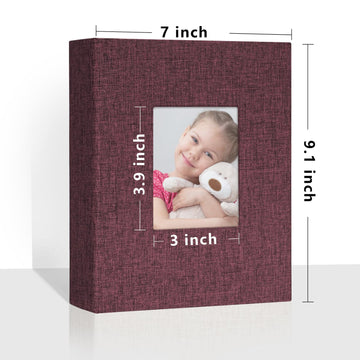 Vienrose Small Photo Album 4X6 Holds 200 Photos 2 Pack, Mini Baby Photo Album Linen Cover For Gifts Wedding Family, Purple