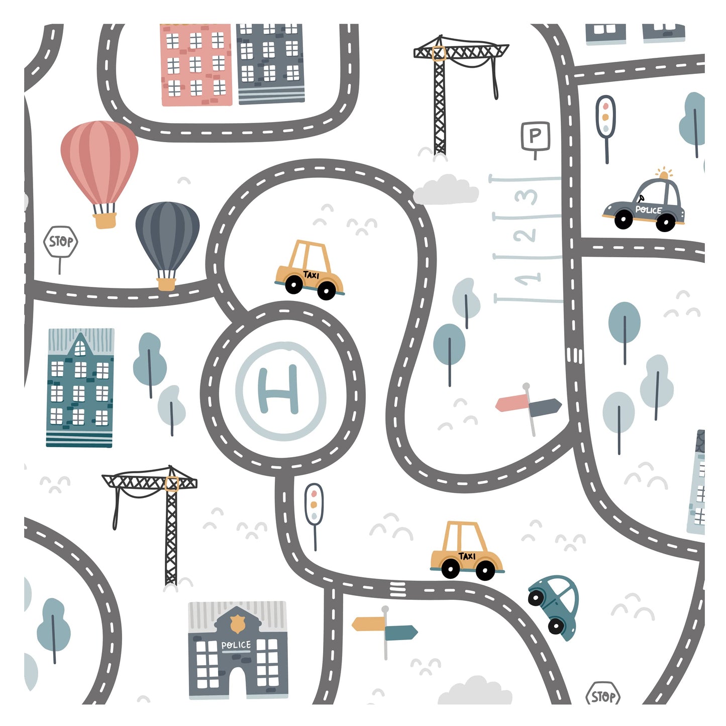 Bapronbaby Tiny Town Splash Mat - Waterproof Catch-All For Under High Chairs, Floors, Tables, Playtime Or Arts & Crafts - Machin