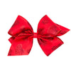 Wee Ones Girls' Valentines Day Hair Bow On Weestay No-Slip Clip, Valentine Taffeta Glitter, King, Red