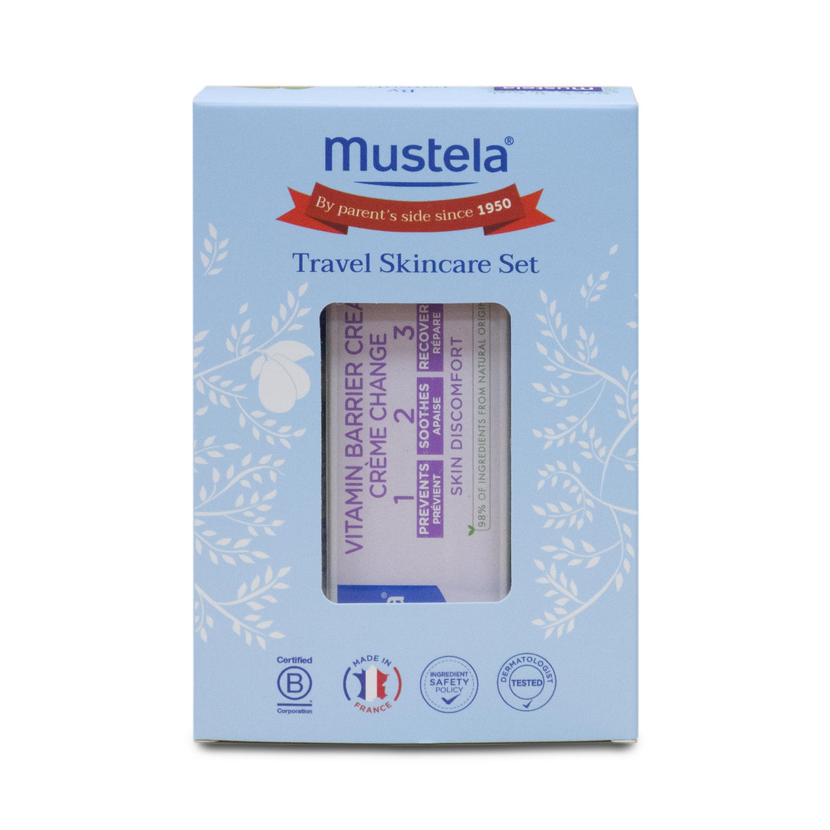 Mustela Baby Travel Skincare Set Diaper Rash Cream (50Ml), Gentle Cleansing Gel (100Ml), Hydra Body Lotion (100Ml) Gentle, S