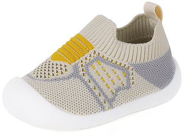 Baby Socks Boys Girls Breathable Walking Shoes Toddler Slippers Infant Shoes Toddle Sneaker With Soft Rubber Sole,Khaki-4