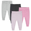 Gerber Baby Girls Multi-Pack Active Pants Set, Pink/Black/Gray, 18 Months