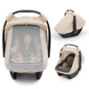 Blissful Diary Baby Car Seat Cover, Extra Large Mesh Window, Breathable Muslin Cotton, Infant Windproof Canopy - Rainbow