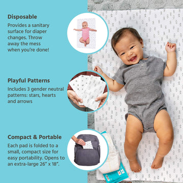 J.L. Childress Healthy Habits Disposable Changing Pads For Baby - Absorbent, No-Leaks, Diaper Changing Table Liners - Disposable