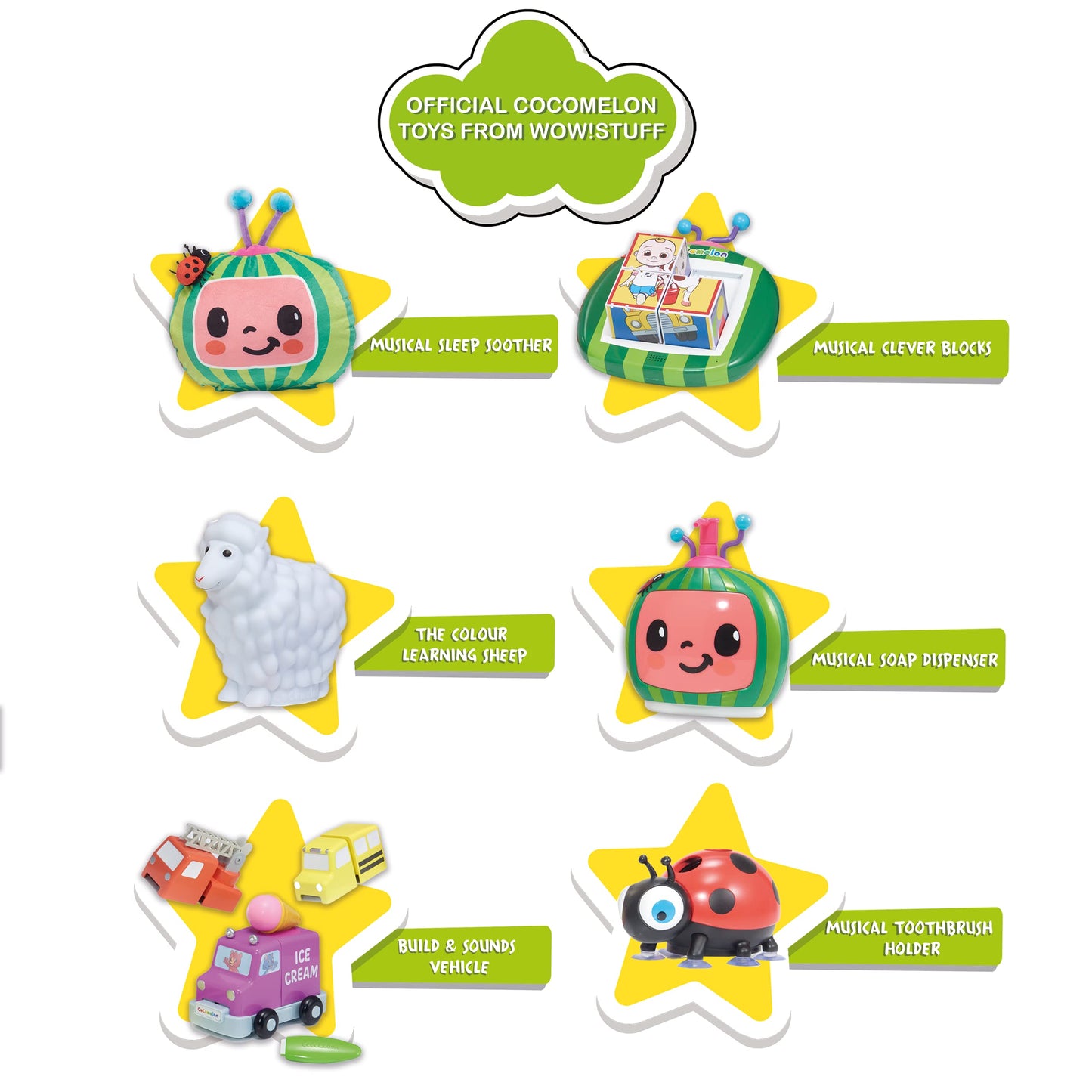 WOW! STUFF CoComelon Toys Musical Buddies | Singing Soap Dispenser and Singing Toothbrush Holder | Pre- School Learning Toy with
