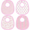 Shyyween 4 Piece Pink Baby Bib Set Triple Layer Cotton Muslin Soft Adjustable Baby and Toddler Bibs for Drooling, Teething, and