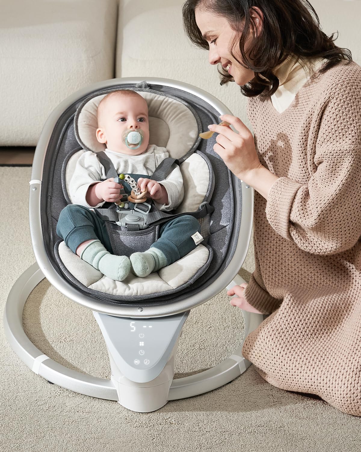 Baby Swings For Infants, Infant Swings With Music, 5 Speeds And Remote Control, Compact Baby Swing For Newborns Boys Girls