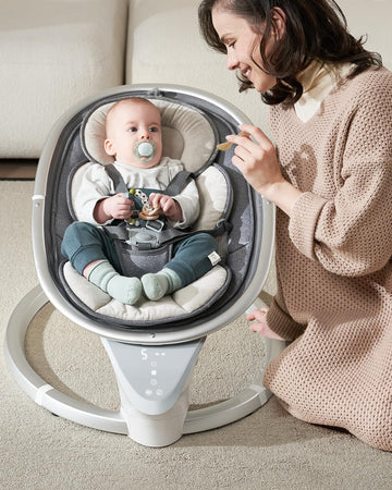 Baby Swings For Infants, Infant Swings With Music, 5 Speeds And Remote Control, Compact Baby Swing For Newborns Boys Girls