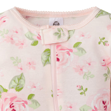 Gerber Baby Girls' 2-Pack Footed Pajamas, Pink Rose, 3 Months