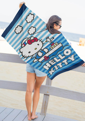 Jay Franco Hello Kitty Bath Pool Beach Towel - Nautical Super Soft & Absorbent 100% Cotton Towel, Measures 28 X 58