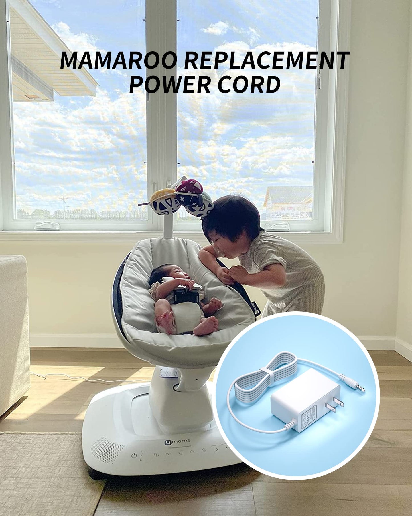 12V 3A For 4Moms Mamaroo Power Cord Compatible With 4Moms Mamaroo 2/4, For 2015 Mamaroo Infant Seat, Rockaroo Baby Swing Charger