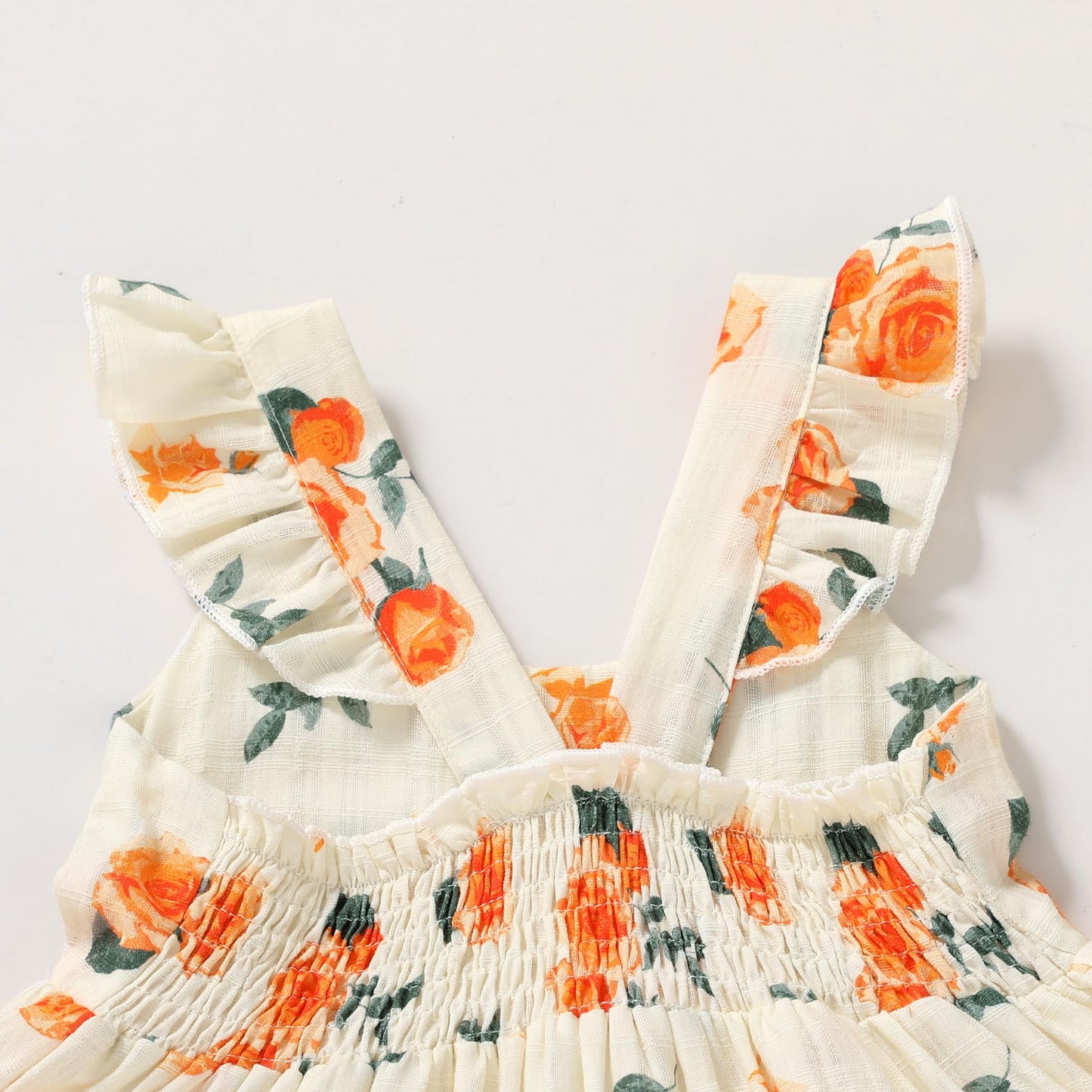 Younger Tree Toddler Baby Girl Dress Summer Outfits Flutter Sleeve Smocked Dress Kids Causal Boho Dresses Clothes (12-18 Months,