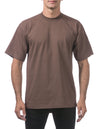Pro Club Mens Heavyweight Cotton Short Sleeve Crew Neck T-Shirt, Brown, Large Tall