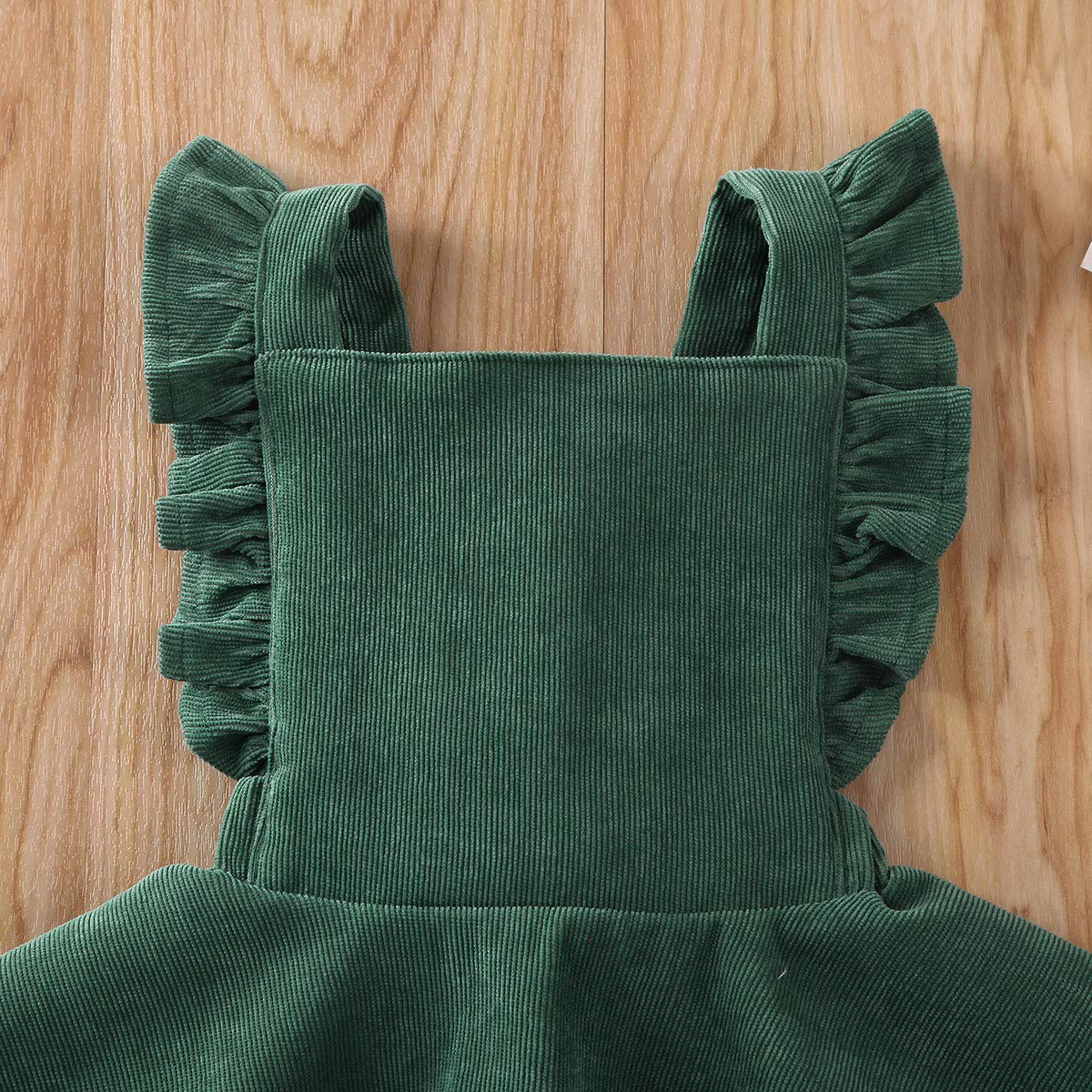 Karuedoo Baby Girls Velvet Suspender Skirt Infant Toddler Ruffled Casual Strap Sundress Summer Outfit Clothes (12-24M, Green 2(V