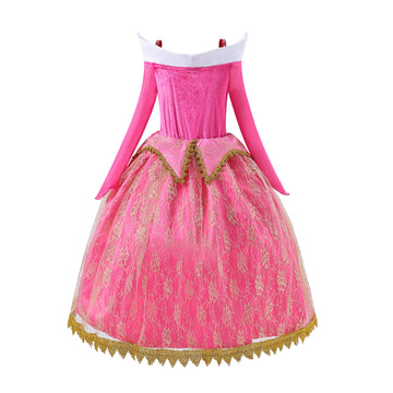 Aoiviss Girls Princess Costume Dresses Pink Princess Dress Up Clothes With Accessories For Halloween Cosplay Carnival Party