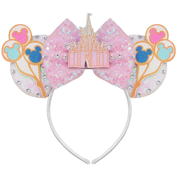 Bolonar Castle Mouse Ears Headband Sequin Pink Mouse Ears Mouse Ears Bow Headbands Christmas Headbands For Adults