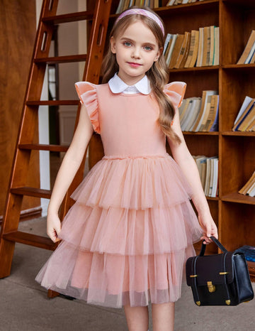 Arshiner Toddler Tutu Dresses Summer Dress Cute Pink Valentine Tulle Sundress For Little Girls 5-6 Years