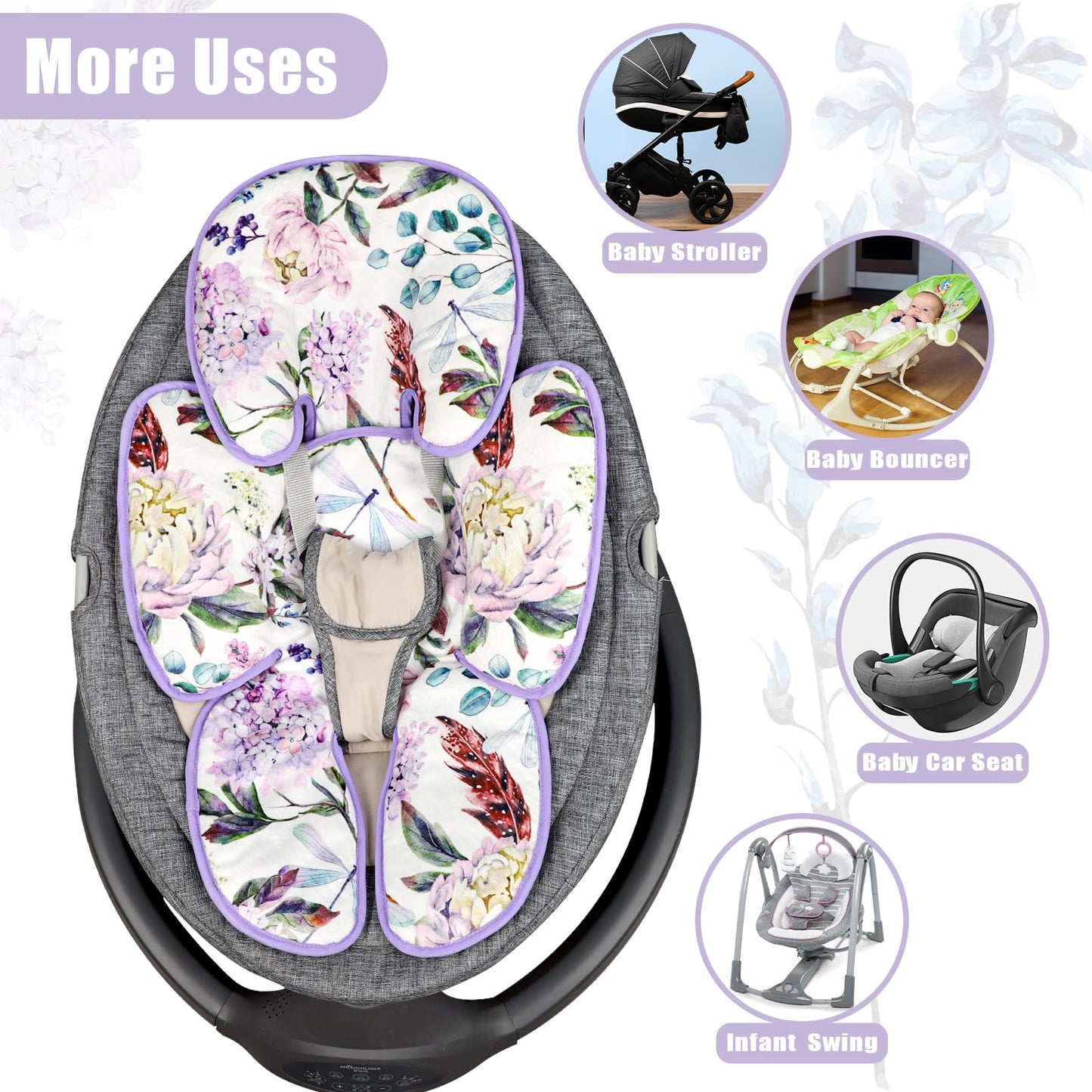 Infant Car Seat Insert For Newborn Girls Boys, Hnhuaming 2 In 1 Reversible Baby Car Seat Head & Body Support, Extra Soft Baby Ca