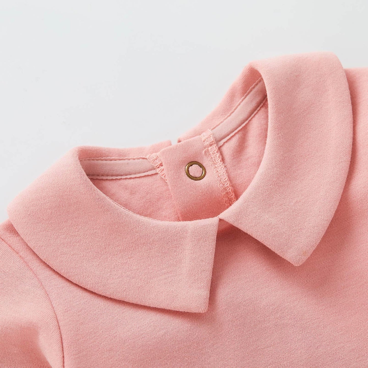 Pureborn Baby Girls Bodysuit Long Sleeve Cotton Peter Pan Collar Romper Spring Fall One-Piece Outfit Dusty Rose 9-12 Months