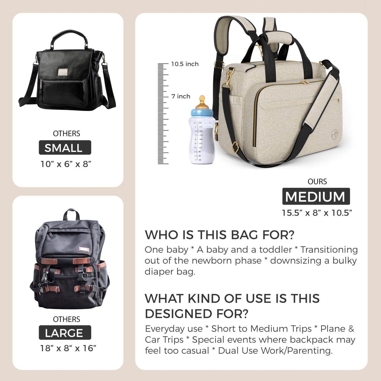 Mellories 4 In 1 Convertible Diaper Bag Tote For Baby Boys And Girls - Converts Into Diaper Backpack, Baby Tote Bag, Stroller Ba