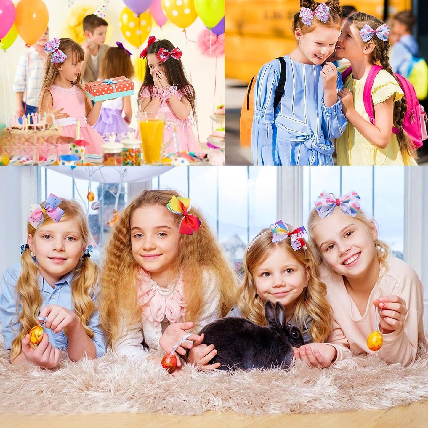 Eyegla Hair Bows For Girls 5 Inch Bow Hair Clips Girl Hair Bows For Hair Grosgrain Ribbon Hair Accessories Pack Of 18 Color