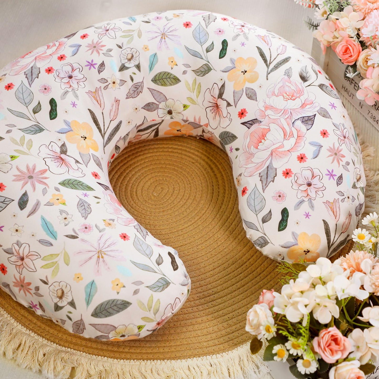 Baby Nursing Pillow Cover, Removeable Breastfeeding Pillow Slipcover, Nursing Pillow Case For Newborn Boys Girls, Soft Fabric Fi