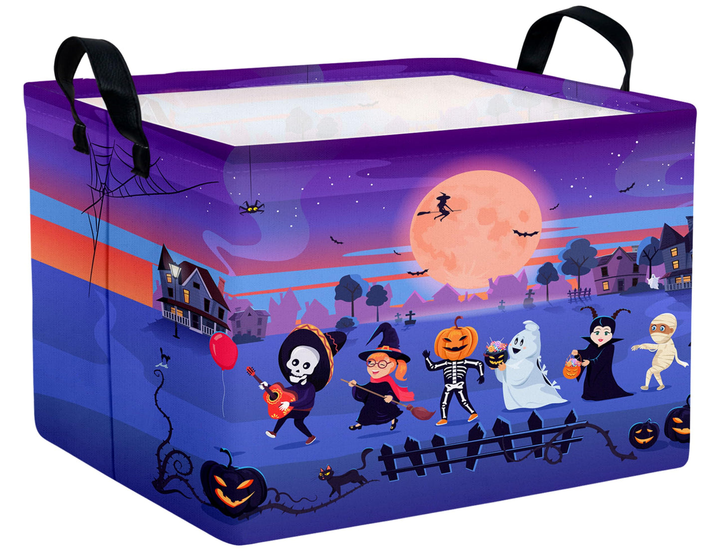 BOOHIT Large Halloween Themed Candy Gift Boo Basket for Kids Baby Personalized Adults Storage Bin Fall Decor(Line Up Spooky)