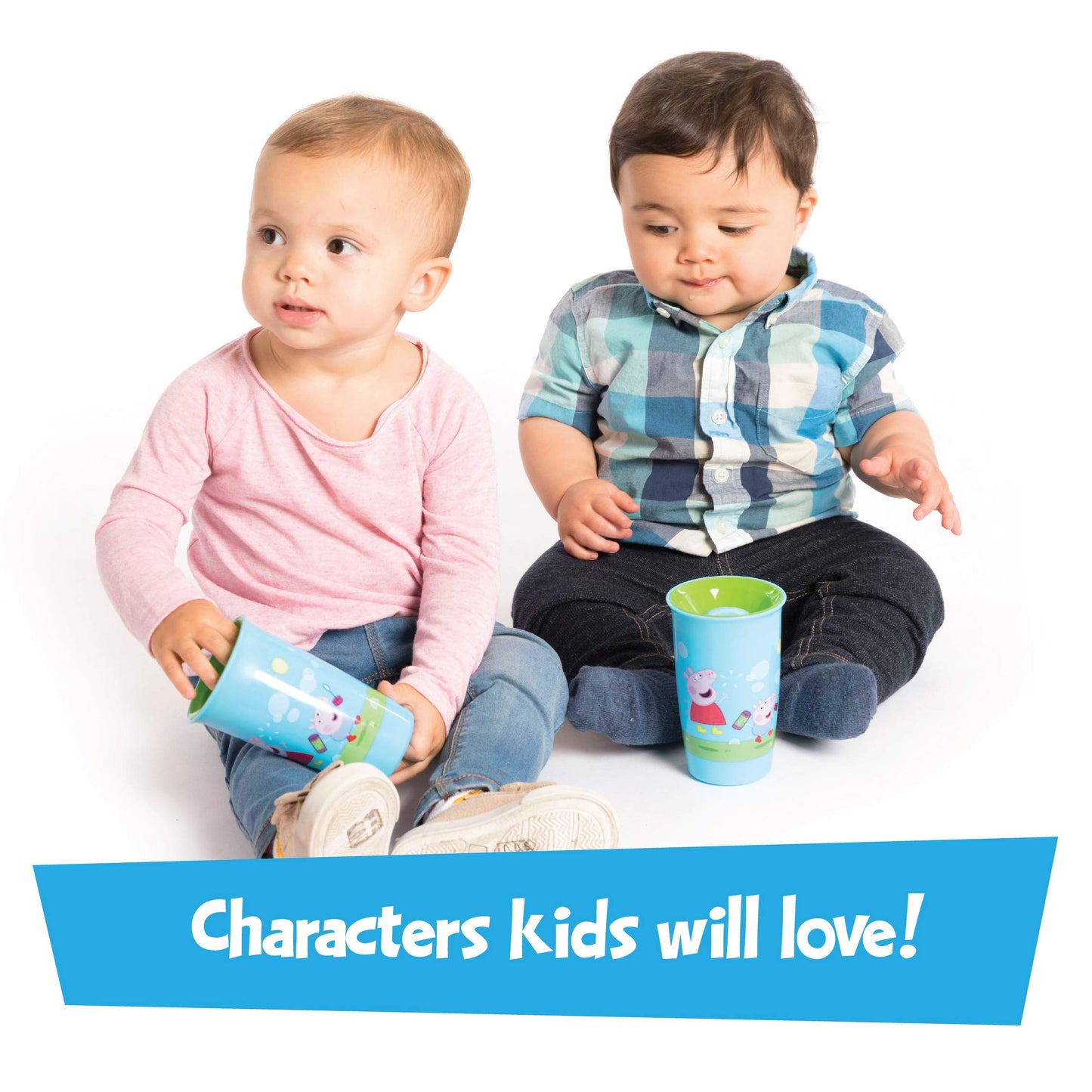 Playtex Sipsters Stage 2 360 Degree Peppa Pig Spill-Proof, Leak-Proof, Break-Proof Spoutless Cup For Girls, 10 Ounce - 2 Piece C