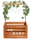 Barydat Large Wooden Baby Shower Crate Closet with Handle and Garland, 17.7inch Baby Shower Basket for Newborn Girl Boys Gifts P