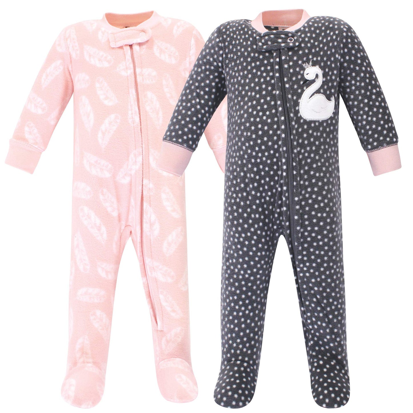 Hudson Baby Unisex Baby Fleece Sleep And Play, Swan, 3-6 Months