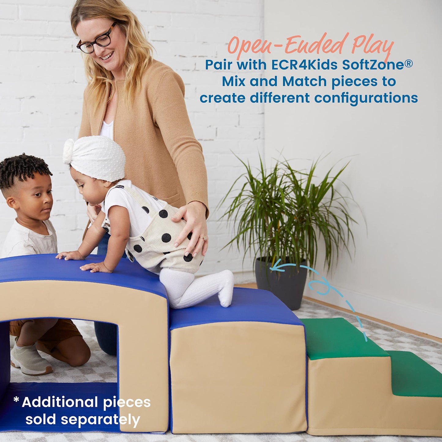 Ecr4Kids Softzone Junior Mix N' Match Step, Beginner Playset, Green, 2-Pack