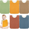 Newwiee Large Muslin Pullover Baby Bibs Full Coverage Toddler Slip On Absorbent Bib Waterproof Toddler Towel Bibs(Classic Color,
