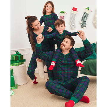 The Children'S Place Baby Kids 2 Piece Family Matching, Plaid Thermal Pajamas Sets, Green Tartan