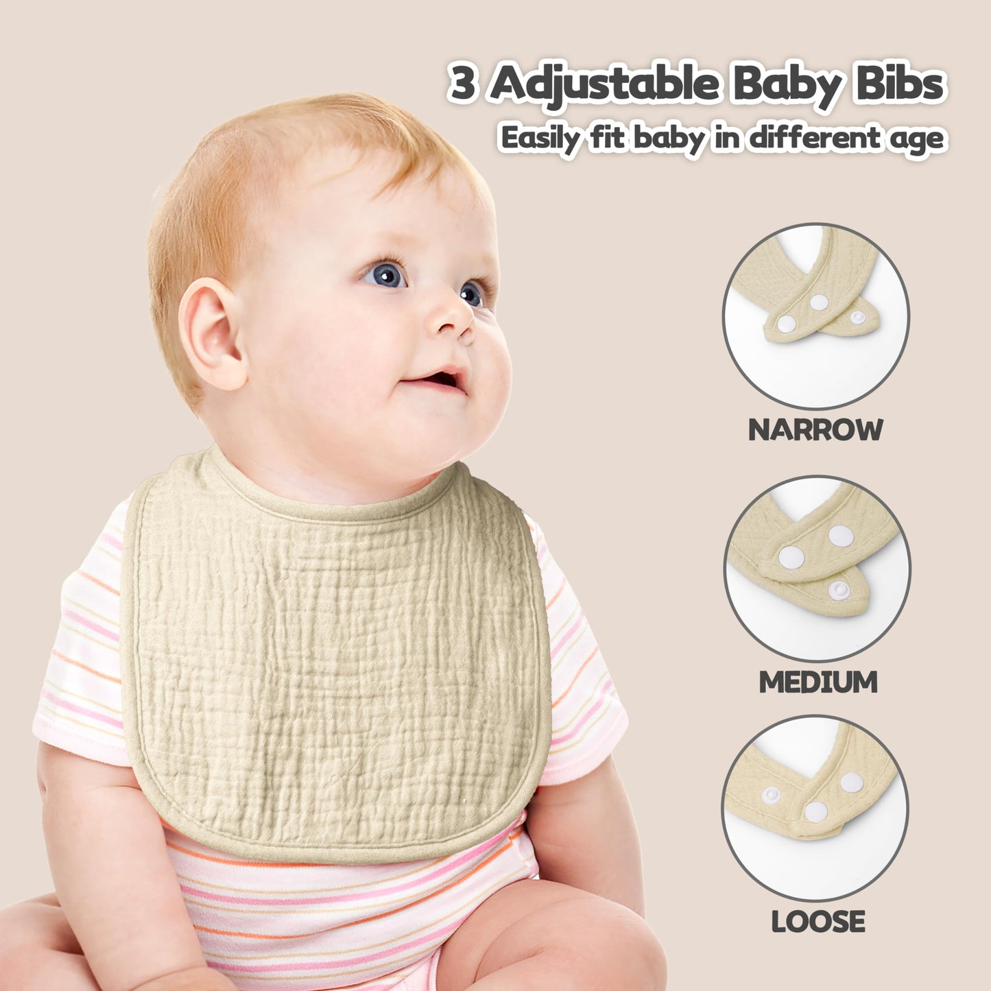 Susurration Muslin Baby Drool Bibs 10Pack Soft Square Adjustable Bandana Bibs For Unisex Baby Girls & Boys (Multicolored)