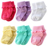 Xiyadun 6 Pairs Infant Toddler Baby Turn Cuff Ruffle Edge Ankle Socks Girls(6-12 Months, B)