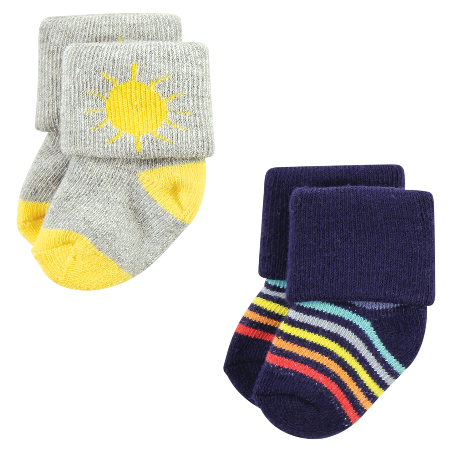 Hudson Baby Unisex Baby Cotton Rich Newborn And Terry Socks, Solar System, 0-6 Months