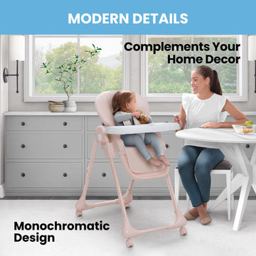 Delta Children Little Folks 2-In-1 Slimfold High Chair For Babies And Toddlers, Pink