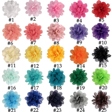 50Pcs Baby Girls Hair Ties 2Inch Chiffon Flower Bows Rubber Bands Soft Elastics Ponytail Holders Accessories For Infants Toddler