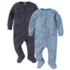 Gerber Baby Unisex 2-Pack 2-Way Zip Thermal Footed Sleep 'N Play, Foxes, 0-3 Months