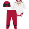 Nfl Baby Girls' 3Pc Bodysuit, Footed Pant, & Cap Set, Arizona Cardinals, 0-3 Months