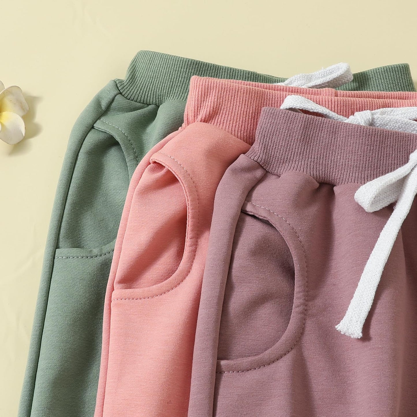 Yoawdats Baby Boys' & Girls' 3-Pack Jogger Pants - Classic Fit Elastic Waist Toddler & Infant Long Pants