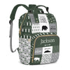 Perarts Custom Diaper Bags for Boys, Personalized Diaper Bag Green Woodland Bear Customized Mommy Diaper Bags Shoulder Casual Da