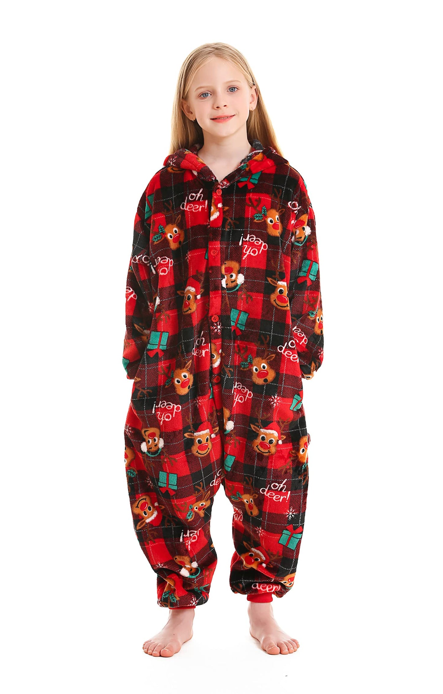 Atoz Onesie For Kids, Animal Pajamas Halloween Cosplay Costume For Girls Boys, Christmas Elk 8-9Y