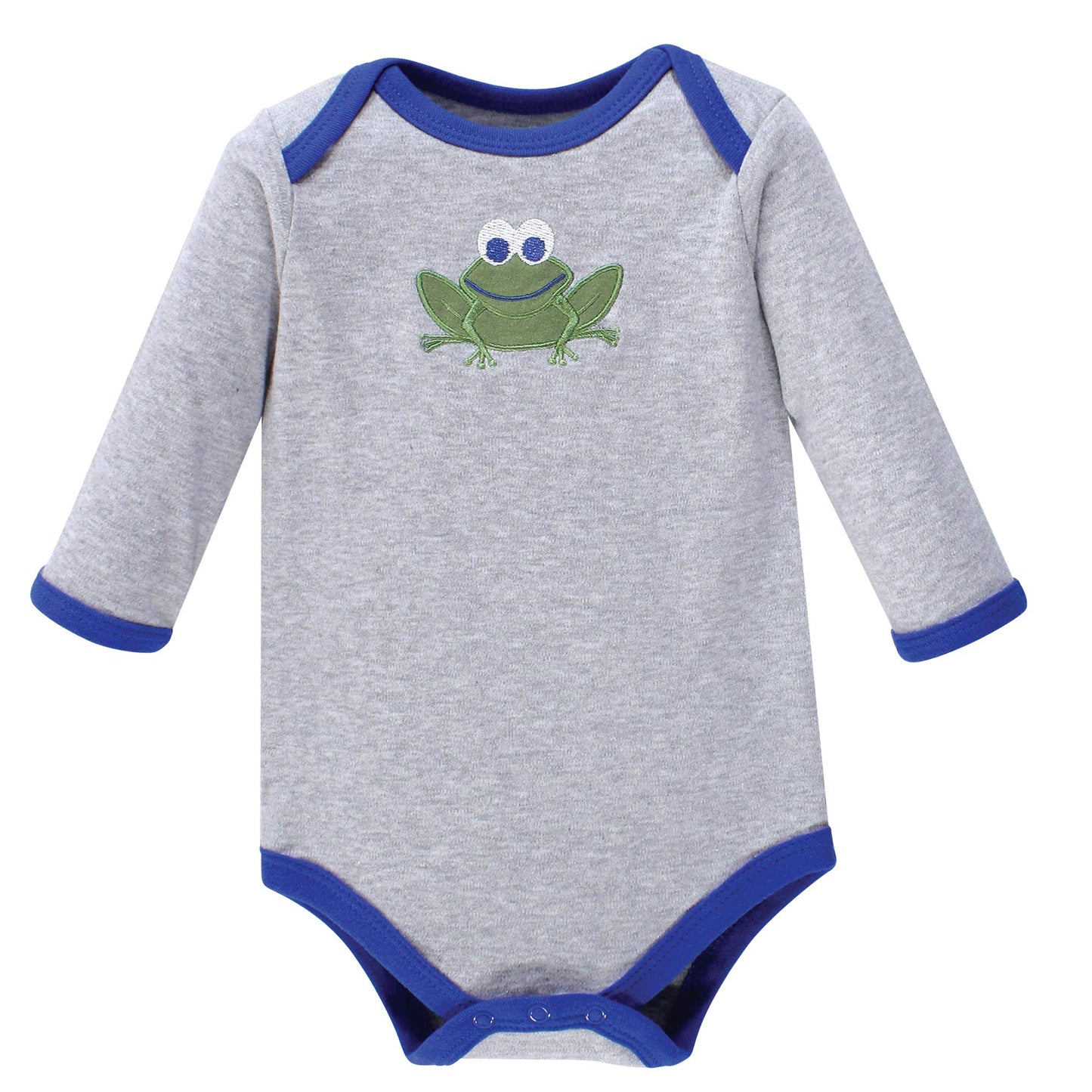 Luvable Friends Unisex Baby Cotton Long-Sleeve Bodysuits, Frog, 3-6 Months