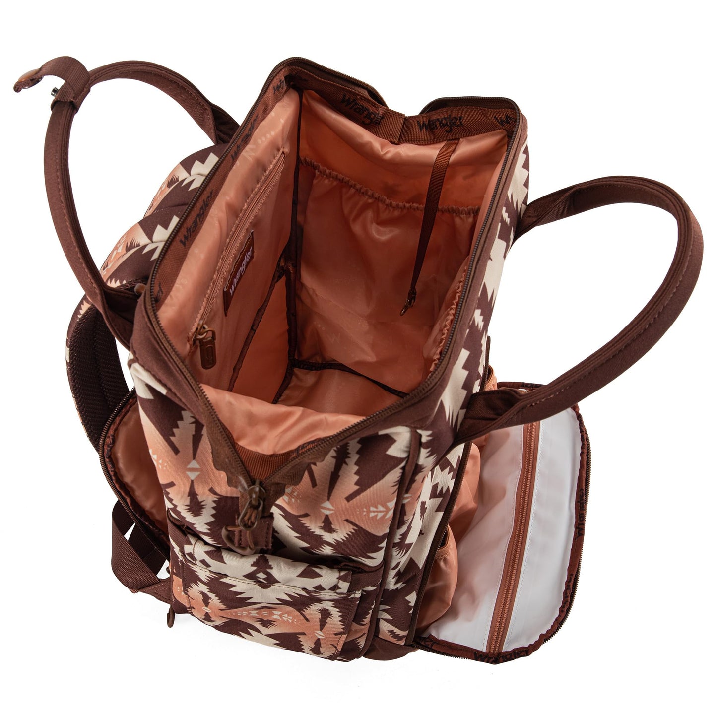 Wrangler Aztec Backpack Organized Daypack Travel Baby Bag With Stroller Strap And Side Bottle Pockets Wg2204-9110Br