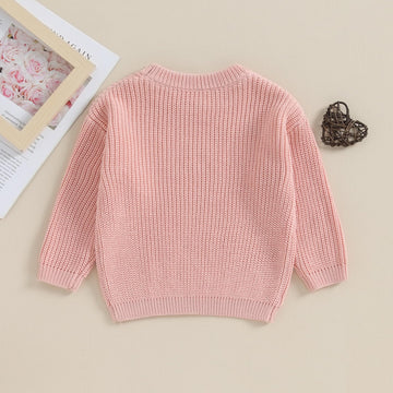 Baby Girl Valentines Day Outfit Love Heart Sweet Long Sleeve Sweater Tshirt Crewneck Tops Fall Winter Clothes (A-Pink, 6-9 Month