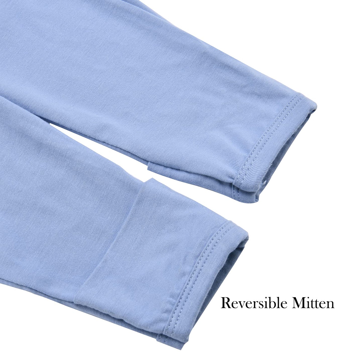 Aablexema Baby Footie Pajamas Zipper - Rayon From Bamboo Infant Footed Pjs With Mittens Sleepwear Jammies(White & Blue,3-6M)