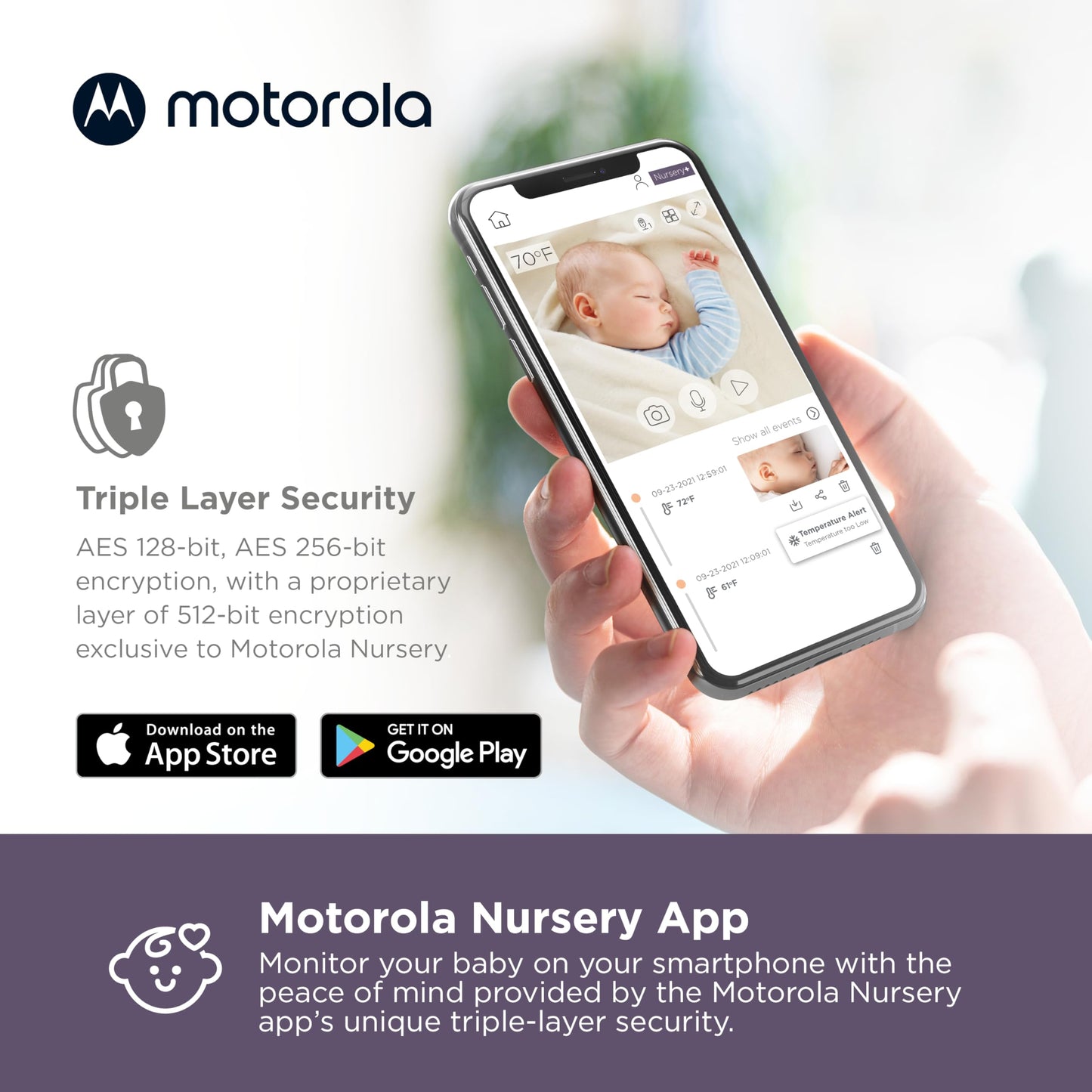 Motorola Baby Monitor Vm85 - Indoor Wifi Video With Camera & Mood Light - Hd 720P, Connects To Nursery App, 1000Ft Range, 2-Way