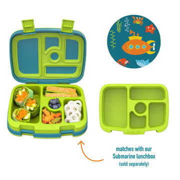 Bentgo Kids Prints Tray With Transparent Cover - Reusable, Bpa-Free, 5-Compartment Meal Prep Container With Built-In Portion Con